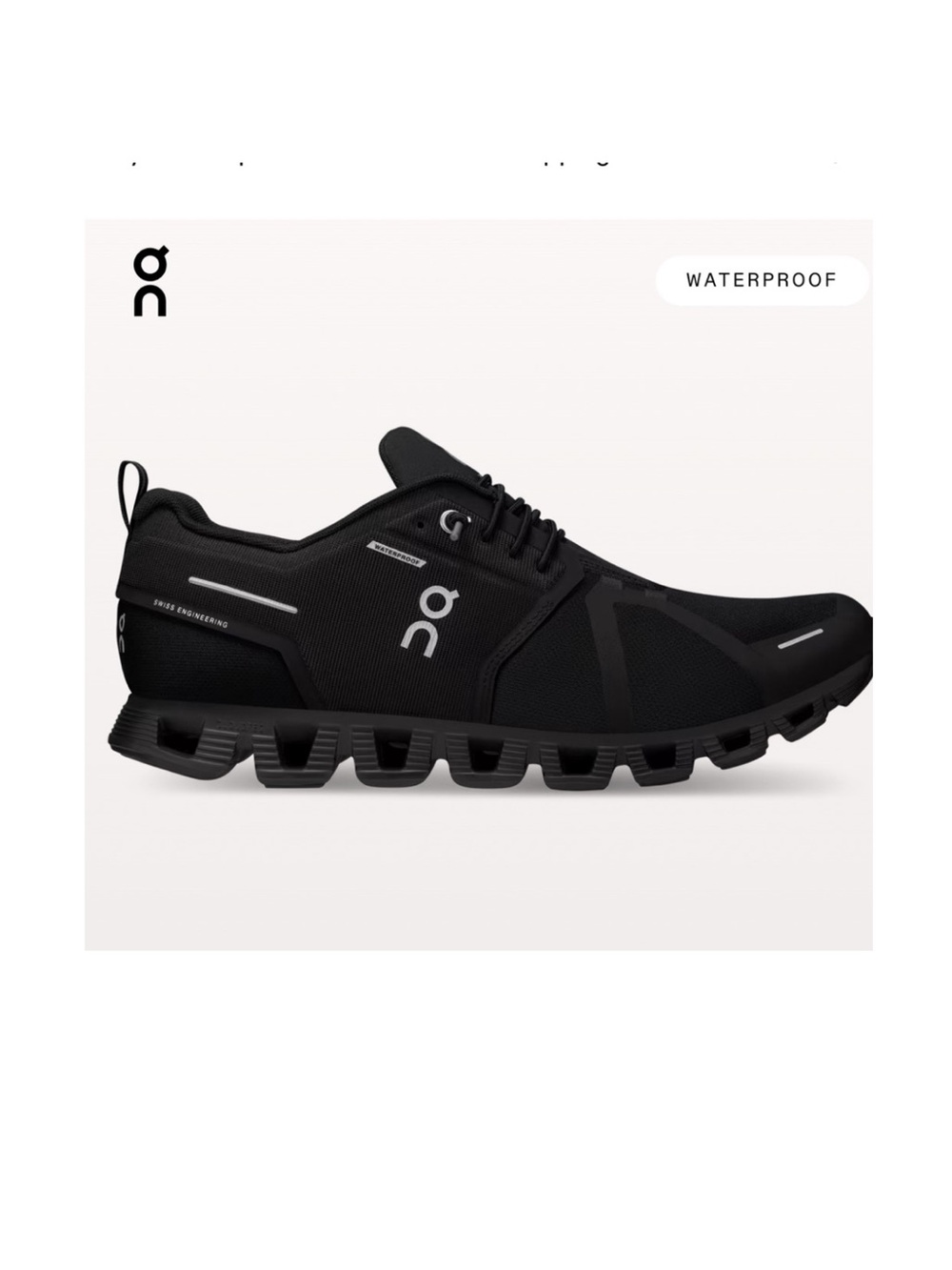 On CLOUD 5 waterproof black Running shoes Men Sz 8 women 9.5 unisex, gently used
